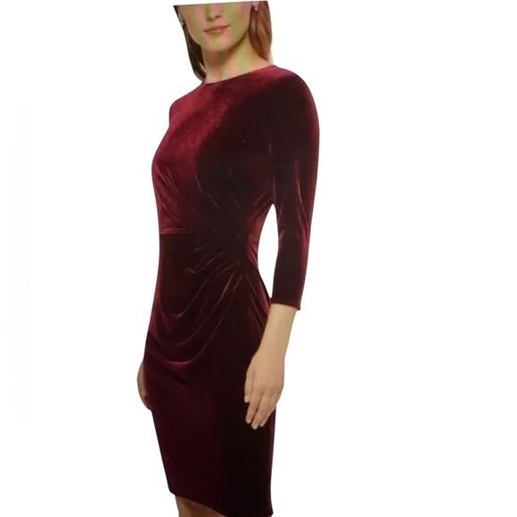 NWOT Eliza J Ruched Mini Sheath Burgundy Cocktail Dress - Sz 6 - Picture 3 of 8